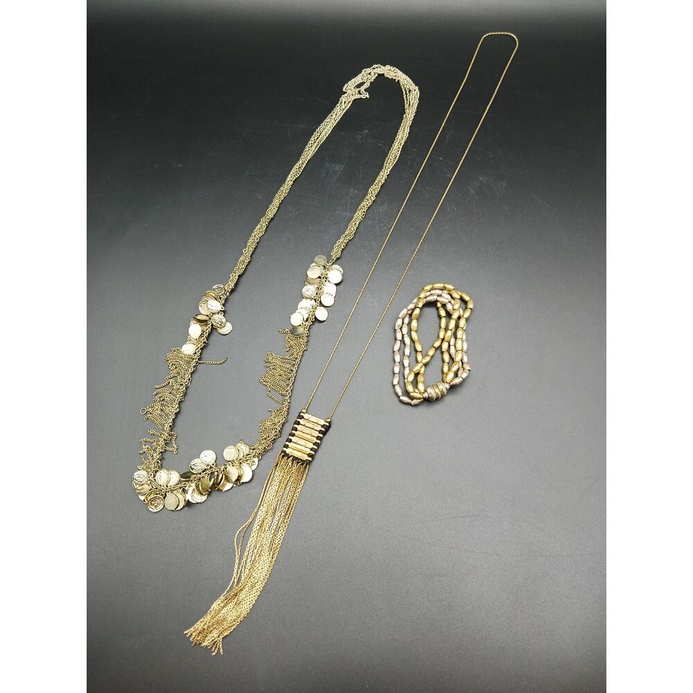 Noonday Collection Necklace & Bracelet Lot Ethiopian Brass Beads Coin Pagoda